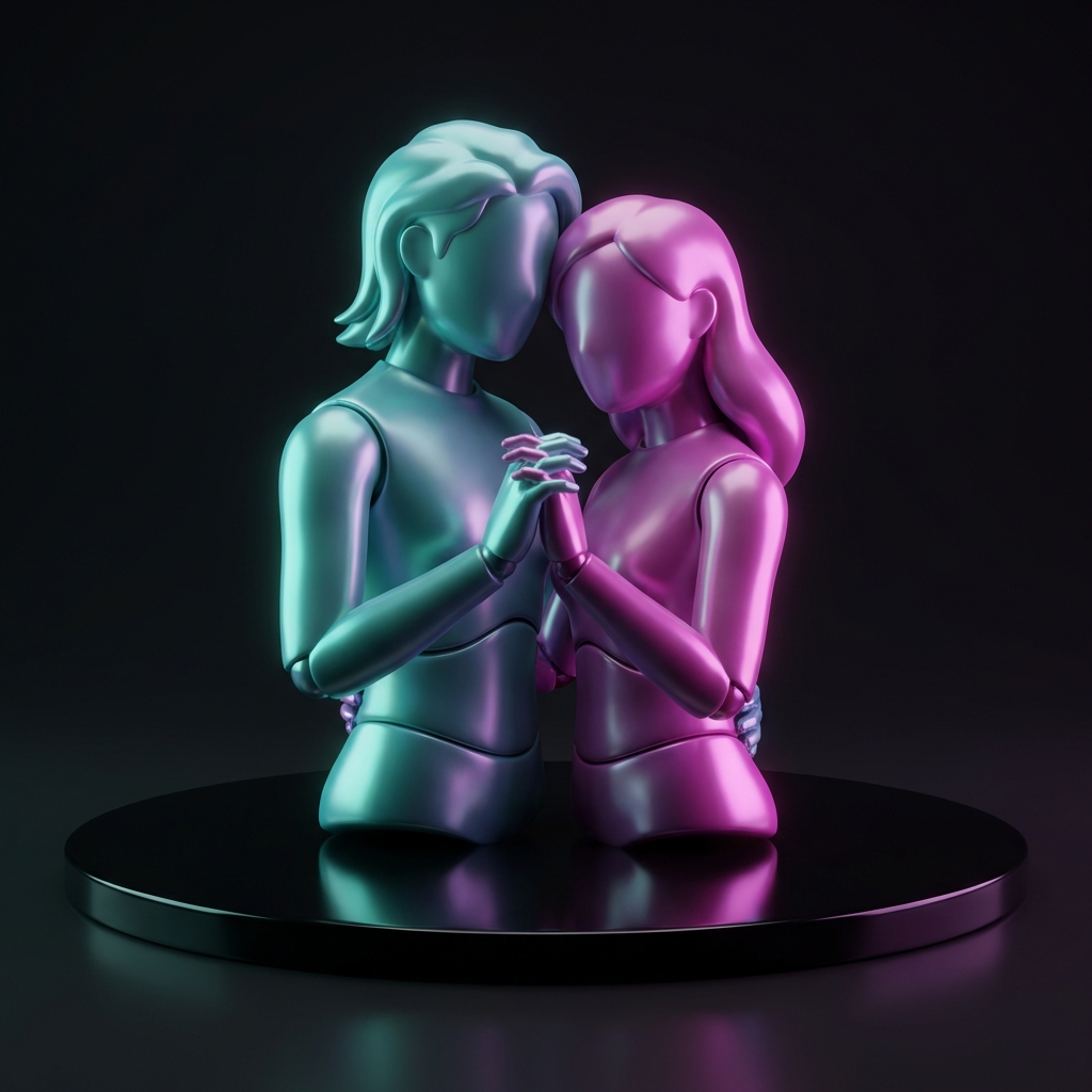 Metallic Mannequin Pair
