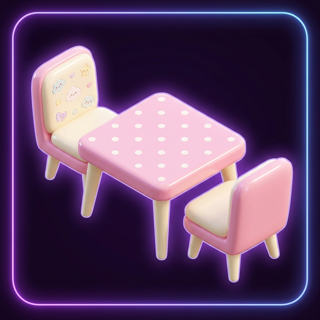 Kawaii Pink Table Set