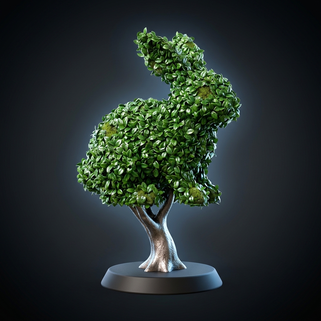 Bunny Topiary on Pedestal
