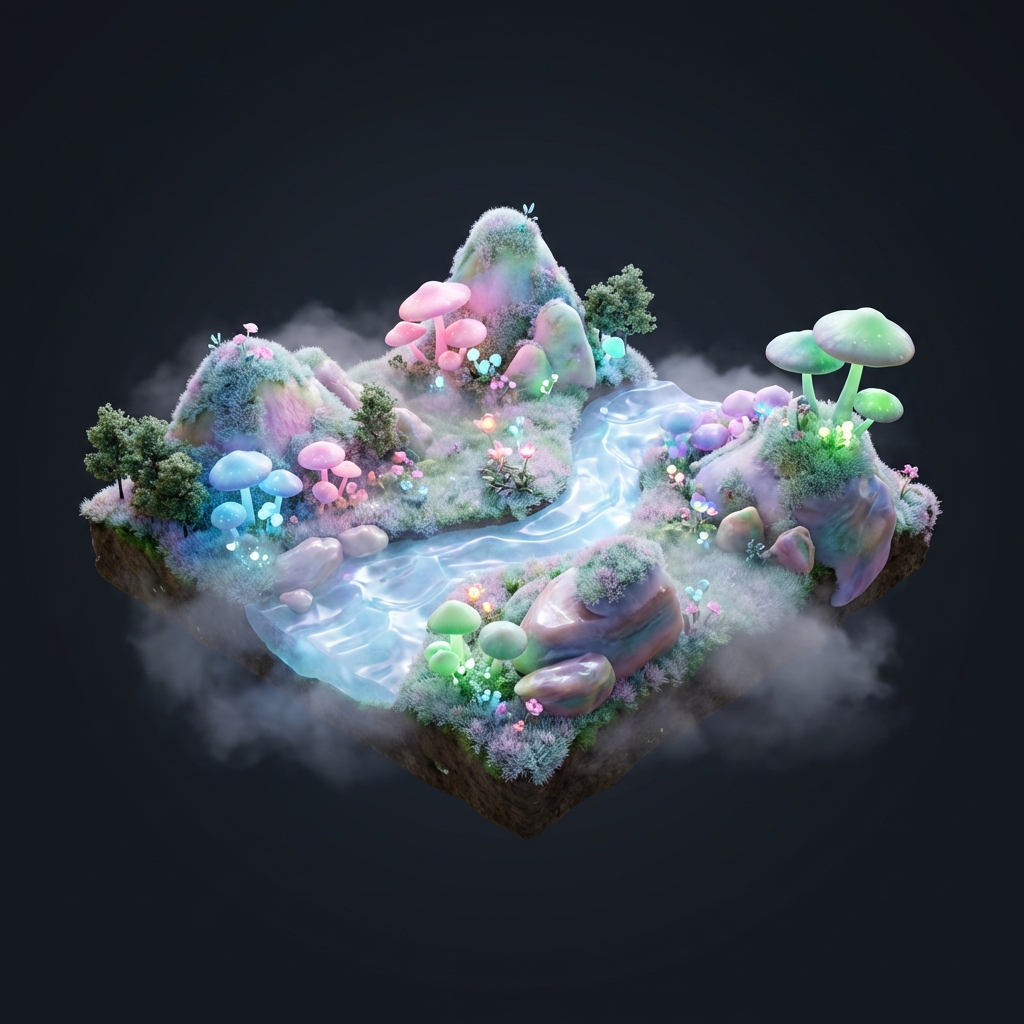Pastel Mushroom Meadow
