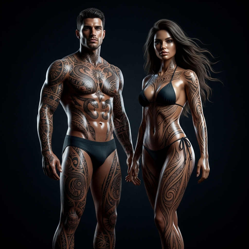 Tribal Snake Tattoo Set